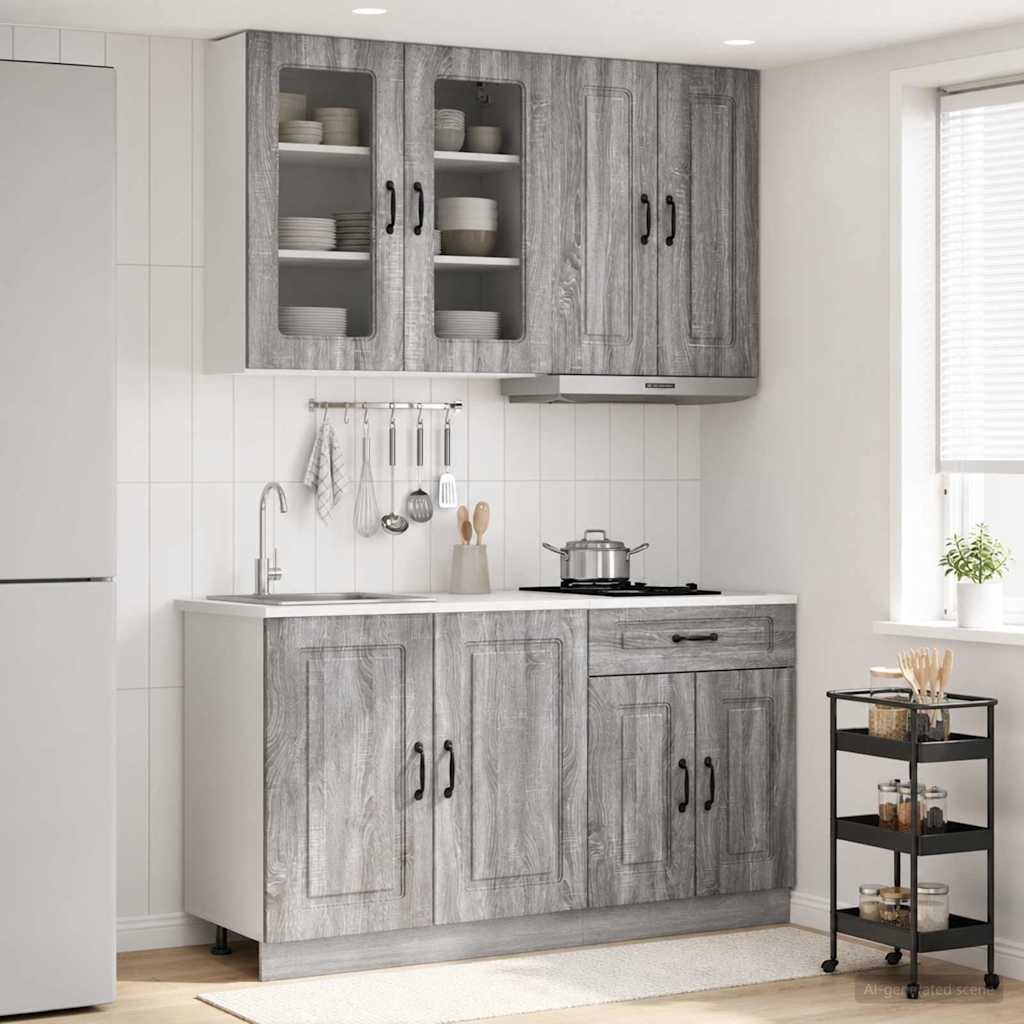 vidaXL Μονάδα κουζίνας KALMAR 4 pcs Γκρι Sonoma Επεξεργασμένο Ξύλο