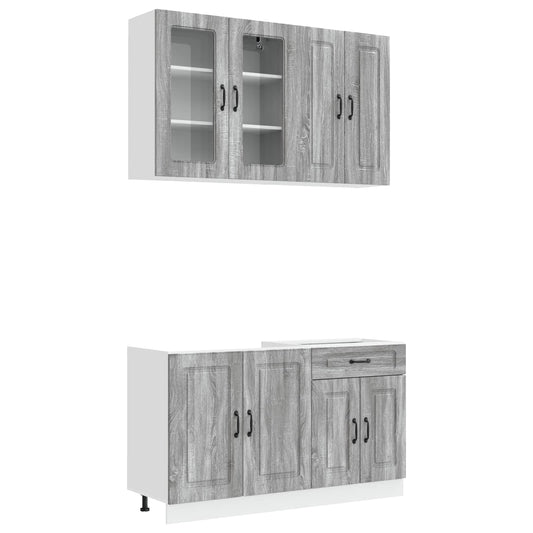 vidaXL Μονάδα κουζίνας KALMAR 4 pcs Γκρι Sonoma Επεξεργασμένο Ξύλο