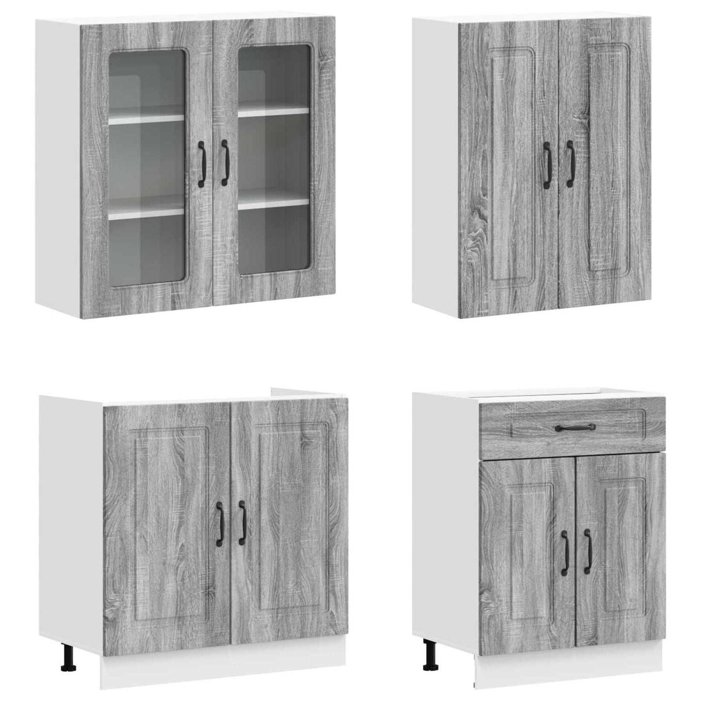 vidaXL Μονάδα κουζίνας KALMAR 4 pcs Γκρι Sonoma Επεξεργασμένο Ξύλο