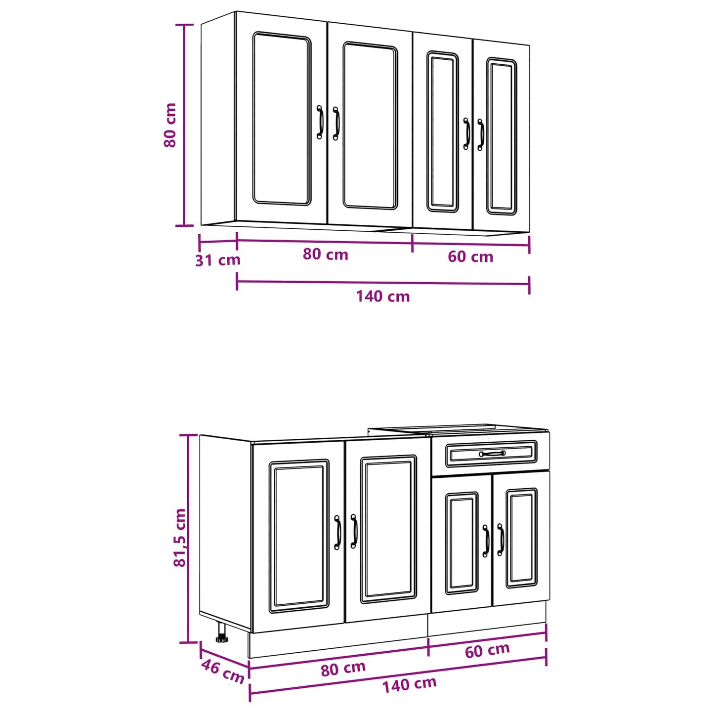 vidaXL Μονάδα κουζίνας KALMAR 4 pcs Γκρι Sonoma Επεξεργασμένο Ξύλο