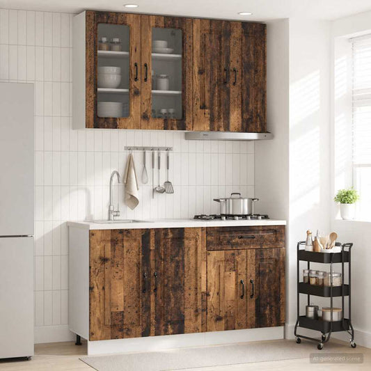 vidaXL Μονάδα κουζίνας KALMAR 4 pcs Παλαιωμένο ξύλο Επεξεργασμένο Ξύλο
