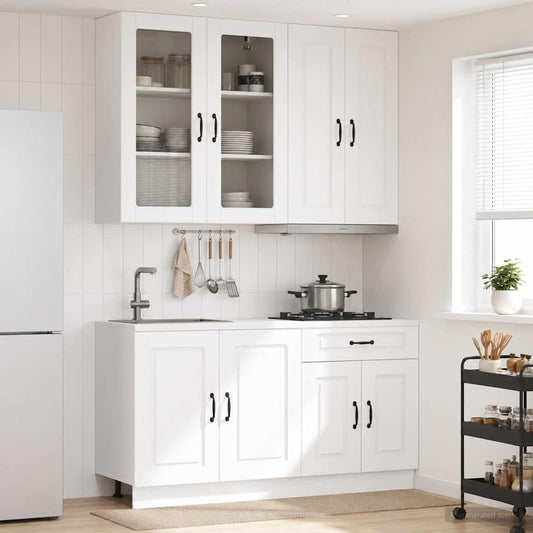 vidaXL Μονάδα κουζίνας KALMAR 4 pcs Λευκό Επεξεργασμένο Ξύλο