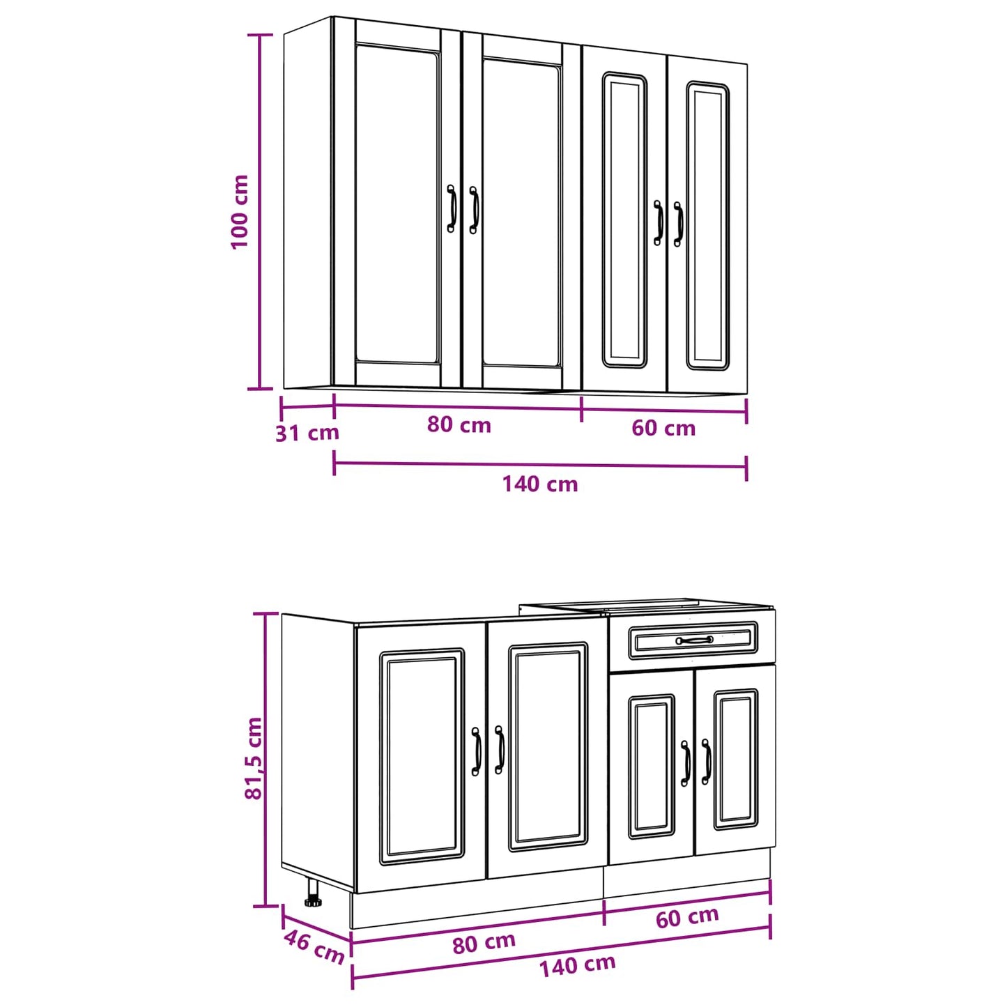 vidaXL Μονάδα κουζίνας KALMAR 4 pcs Λευκό Επεξεργασμένο Ξύλο