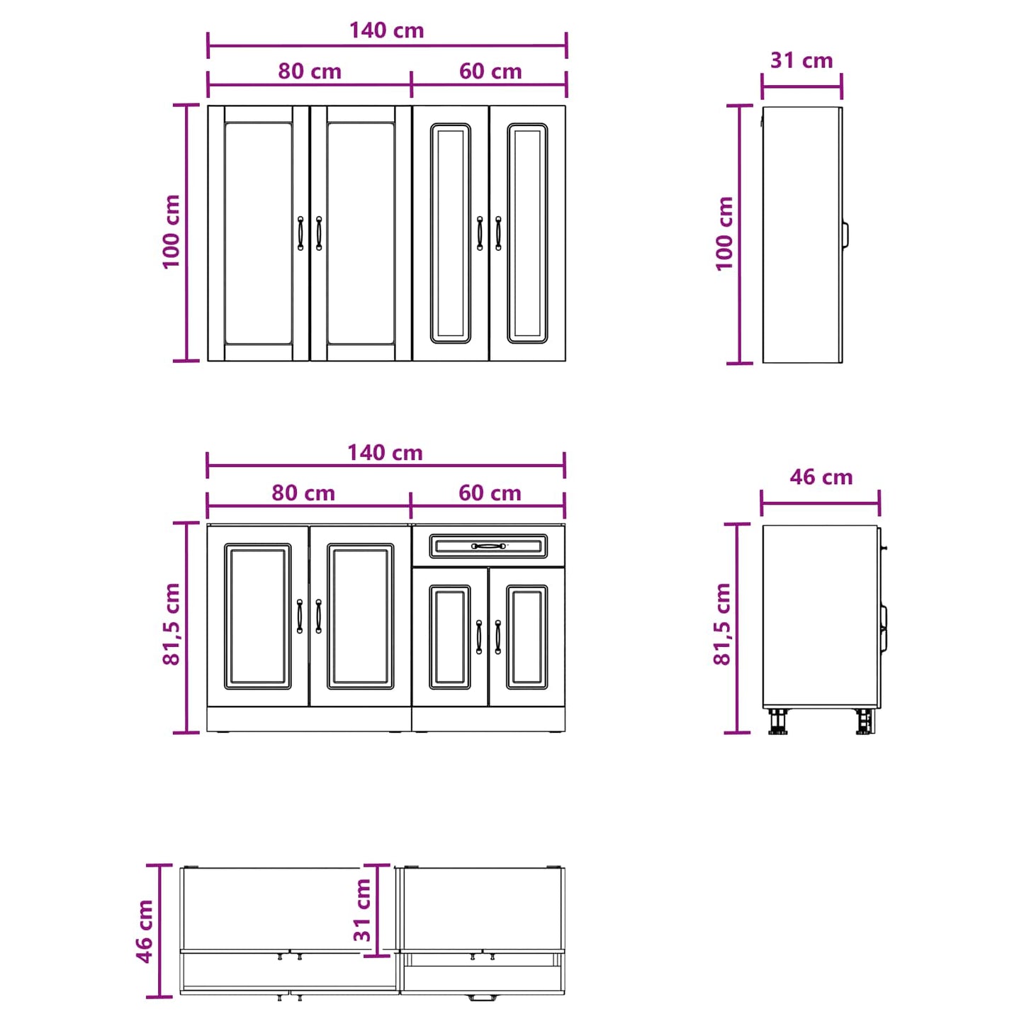 vidaXL Μονάδα κουζίνας KALMAR 4 pcs Sonoma Δρυς Επεξεργασμένο Ξύλο