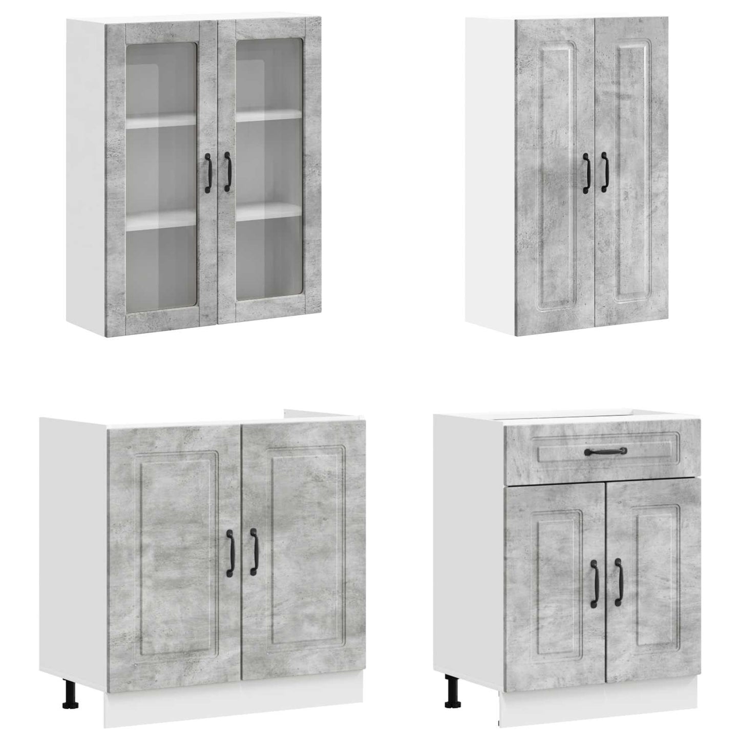 vidaXL Μονάδα κουζίνας KALMAR 4 pcs Γκρι Σκυροδέματος