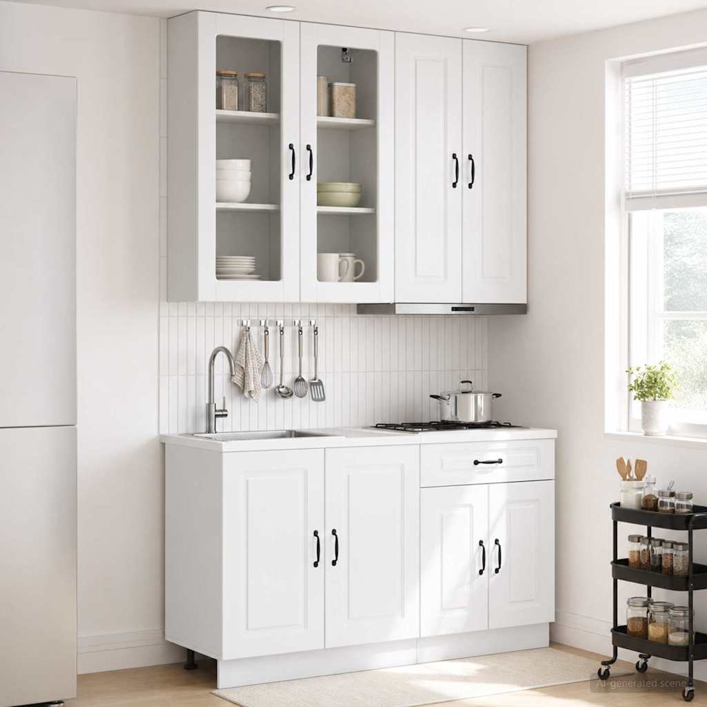 vidaXL Μονάδα κουζίνας KALMAR 4 pcs Γυαλιστερό Λευκό