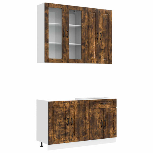 vidaXL Μονάδα κουζίνας KALMAR 4 pcs Καπνισμένο Ξύλο Δρυός
