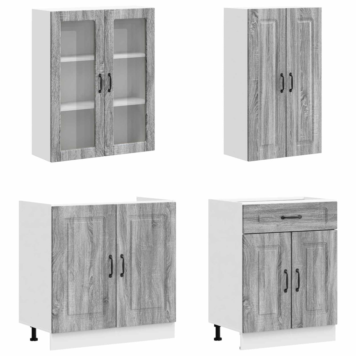 vidaXL Μονάδα κουζίνας KALMAR 4 pcs Γκρι Sonoma Επεξεργασμένο Ξύλο