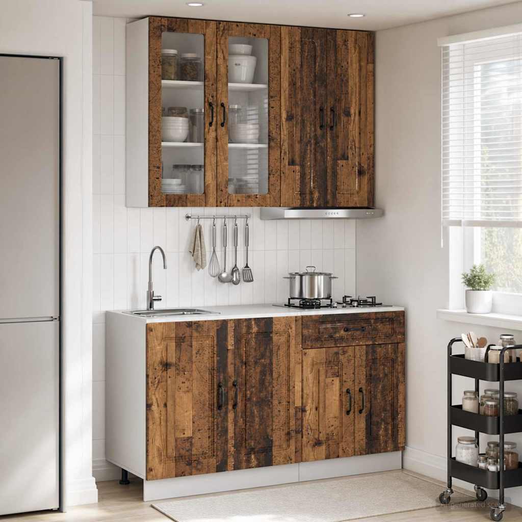 vidaXL Μονάδα κουζίνας KALMAR 4 pcs Παλαιωμένο ξύλο Επεξεργασμένο Ξύλο