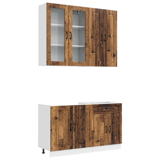 vidaXL Μονάδα κουζίνας KALMAR 4 pcs Παλαιωμένο ξύλο Επεξεργασμένο Ξύλο