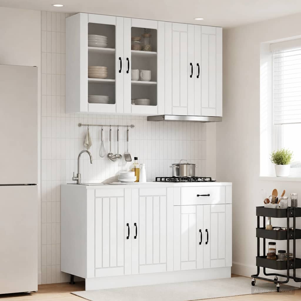 vidaXL Μονάδα κουζίνας LUCCA 4 pcs Λευκό Επεξεργασμένο Ξύλο