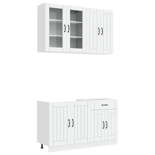 vidaXL Μονάδα κουζίνας LUCCA 4 pcs Λευκό Επεξεργασμένο Ξύλο