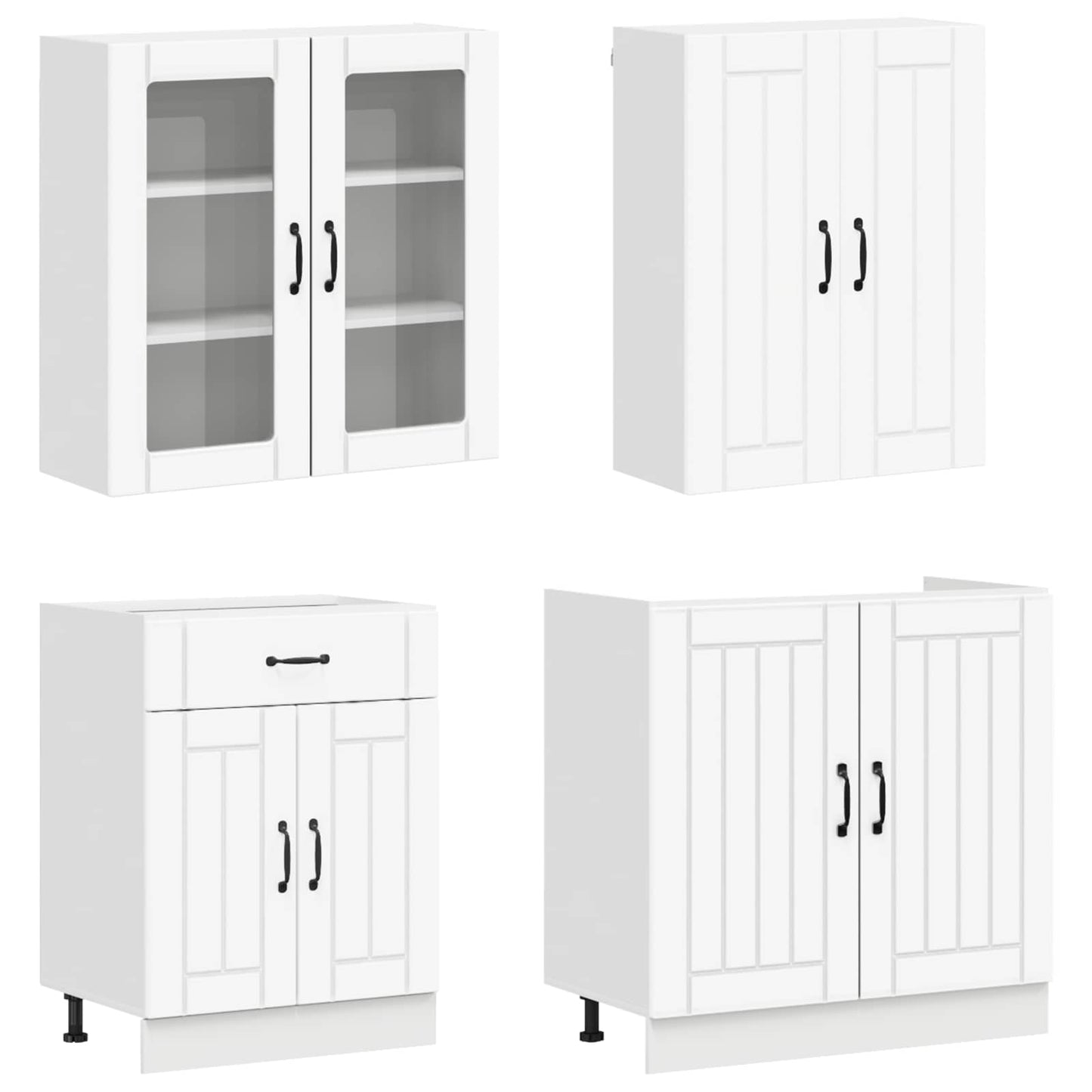 vidaXL Μονάδα κουζίνας LUCCA 4 pcs Λευκό Επεξεργασμένο Ξύλο