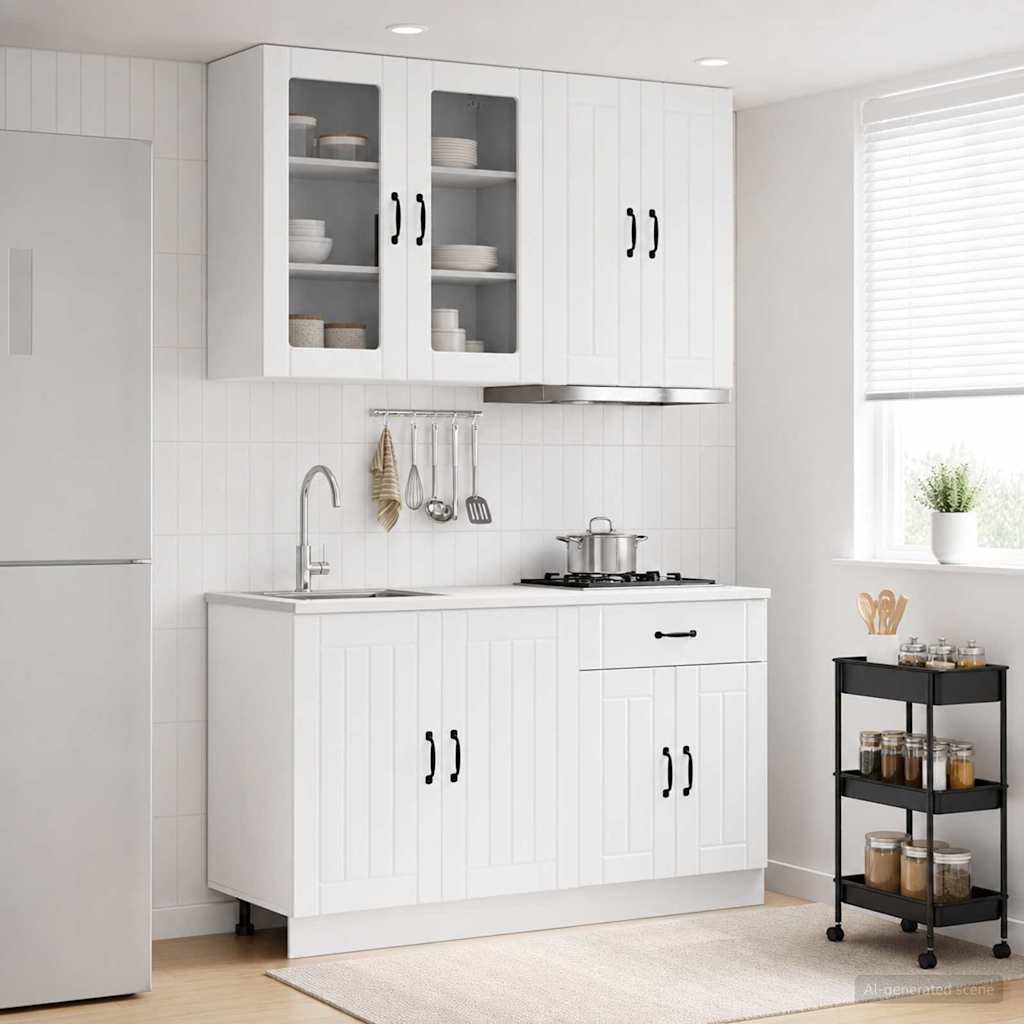 vidaXL Μονάδα κουζίνας LUCCA 4 pcs Γυαλιστερό Λευκό Επεξεργασμένο Ξύλο