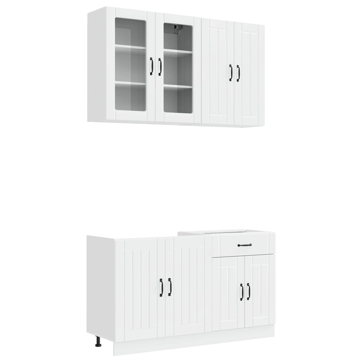 vidaXL Μονάδα κουζίνας LUCCA 4 pcs Γυαλιστερό Λευκό Επεξεργασμένο Ξύλο