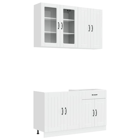 vidaXL Μονάδα κουζίνας LUCCA 4 pcs Γυαλιστερό Λευκό Επεξεργασμένο Ξύλο