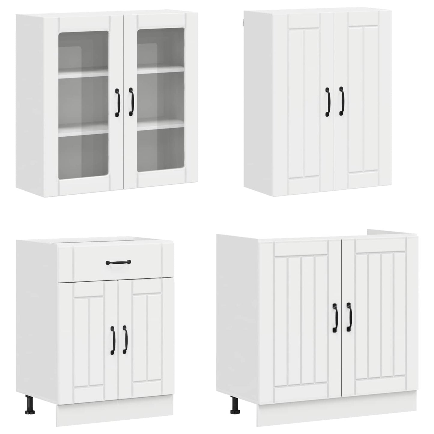 vidaXL Μονάδα κουζίνας LUCCA 4 pcs Γυαλιστερό Λευκό Επεξεργασμένο Ξύλο