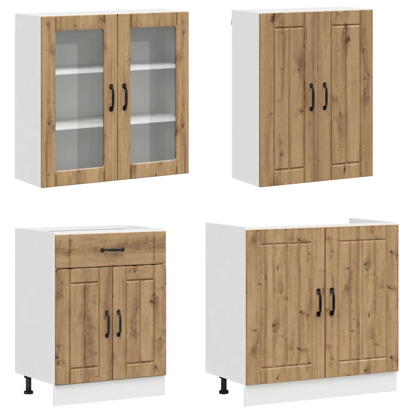 vidaXL Μονάδα κουζίνας LUCCA 4 pcs Artisan Δρυς Επεξεργασμένο Ξύλο
