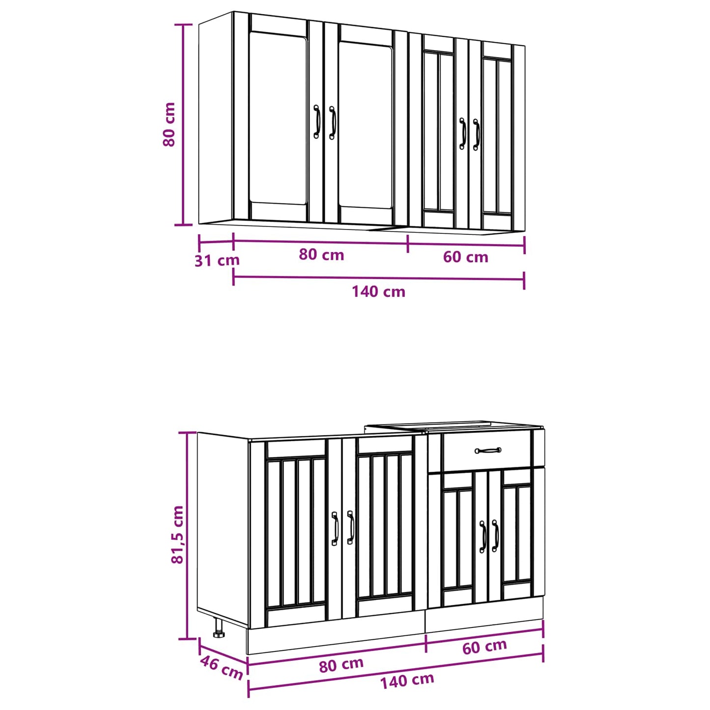vidaXL Μονάδα κουζίνας LUCCA 4 pcs Artisan Δρυς Επεξεργασμένο Ξύλο