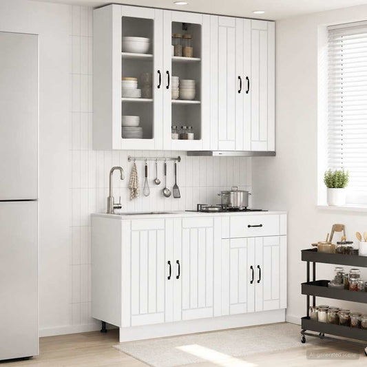 vidaXL Μονάδα κουζίνας LUCCA 4 pcs Λευκό Επεξεργασμένο Ξύλο