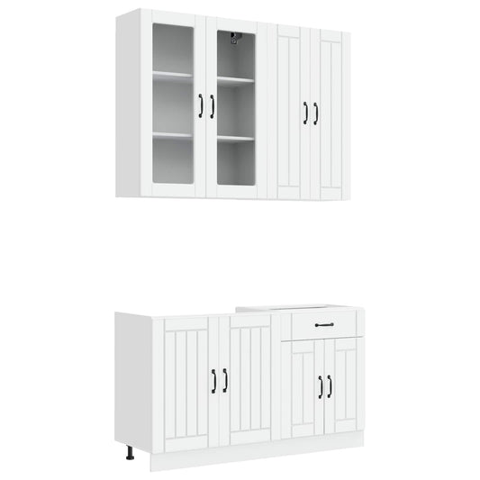 vidaXL Μονάδα κουζίνας LUCCA 4 pcs Λευκό Επεξεργασμένο Ξύλο