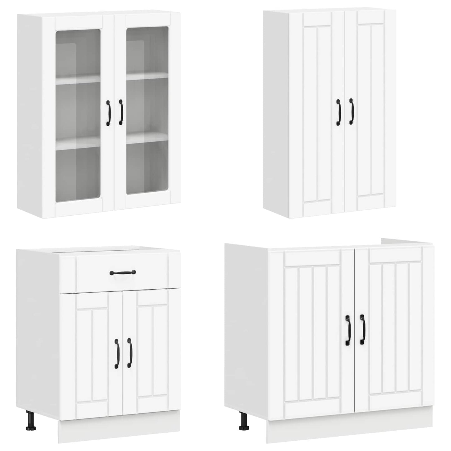 vidaXL Μονάδα κουζίνας LUCCA 4 pcs Λευκό Επεξεργασμένο Ξύλο