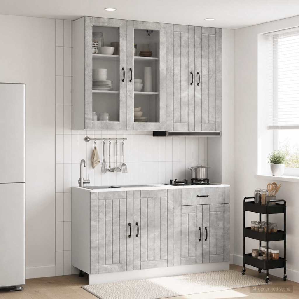 vidaXL Μονάδα κουζίνας LUCCA 4 pcs Γκρι Σκυροδέματος