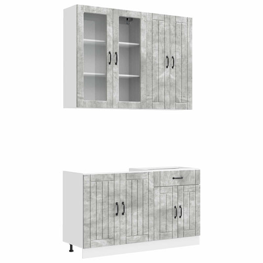 vidaXL Μονάδα κουζίνας LUCCA 4 pcs Γκρι Σκυροδέματος