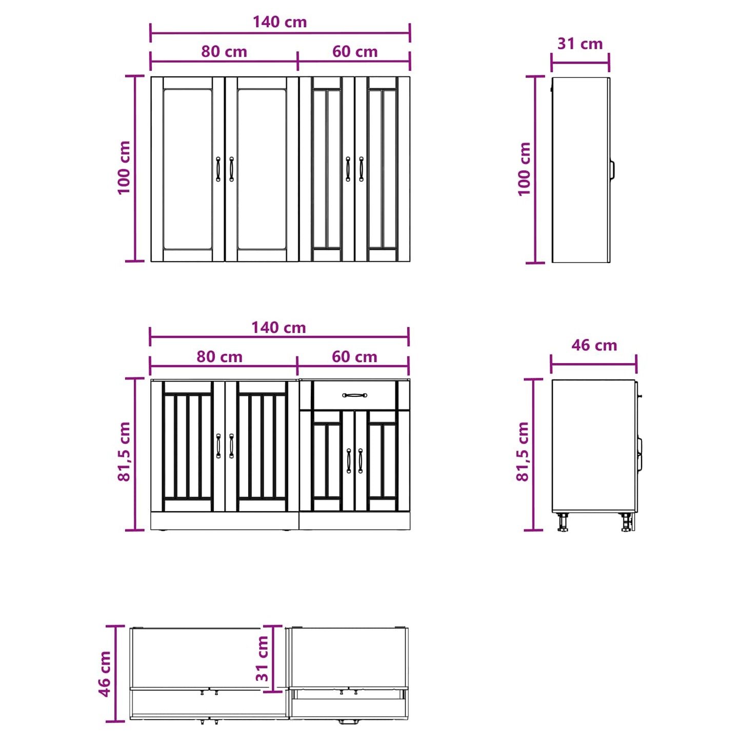 vidaXL Μονάδα κουζίνας LUCCA 4 pcs Γκρι Σκυροδέματος