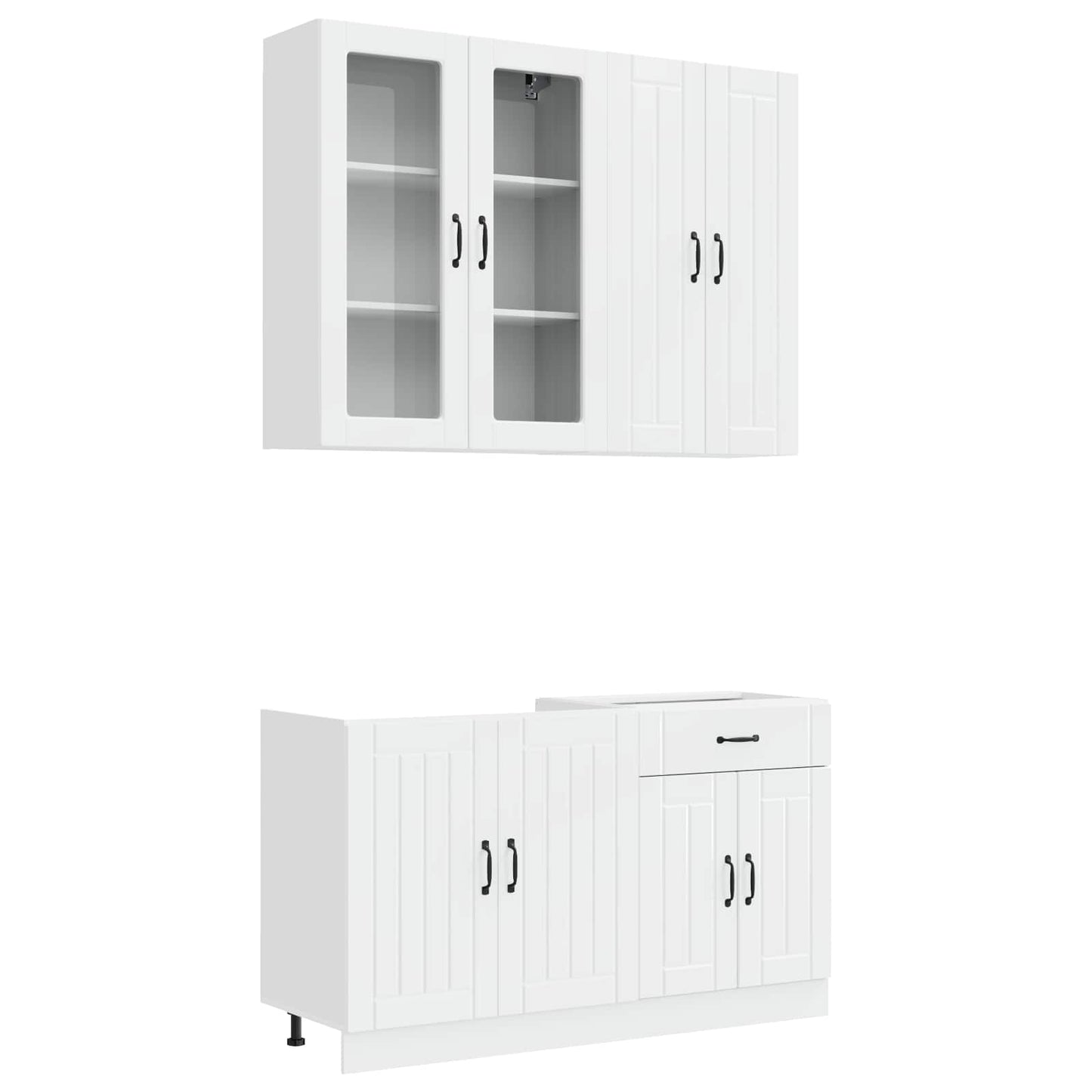 vidaXL Μονάδα κουζίνας LUCCA 4 pcs Γυαλιστερό Λευκό Επεξεργασμένο Ξύλο