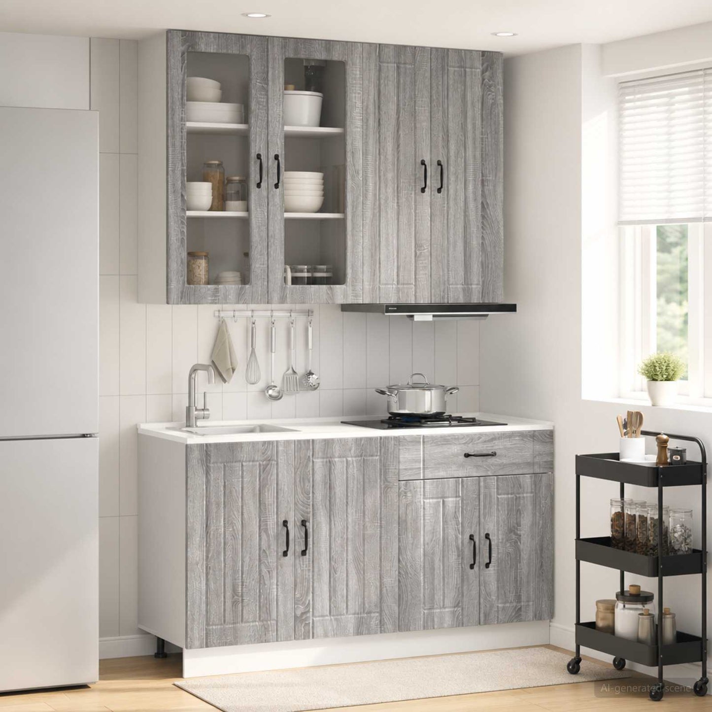 vidaXL Μονάδα κουζίνας LUCCA 4 pcs Γκρι Sonoma Επεξεργασμένο Ξύλο