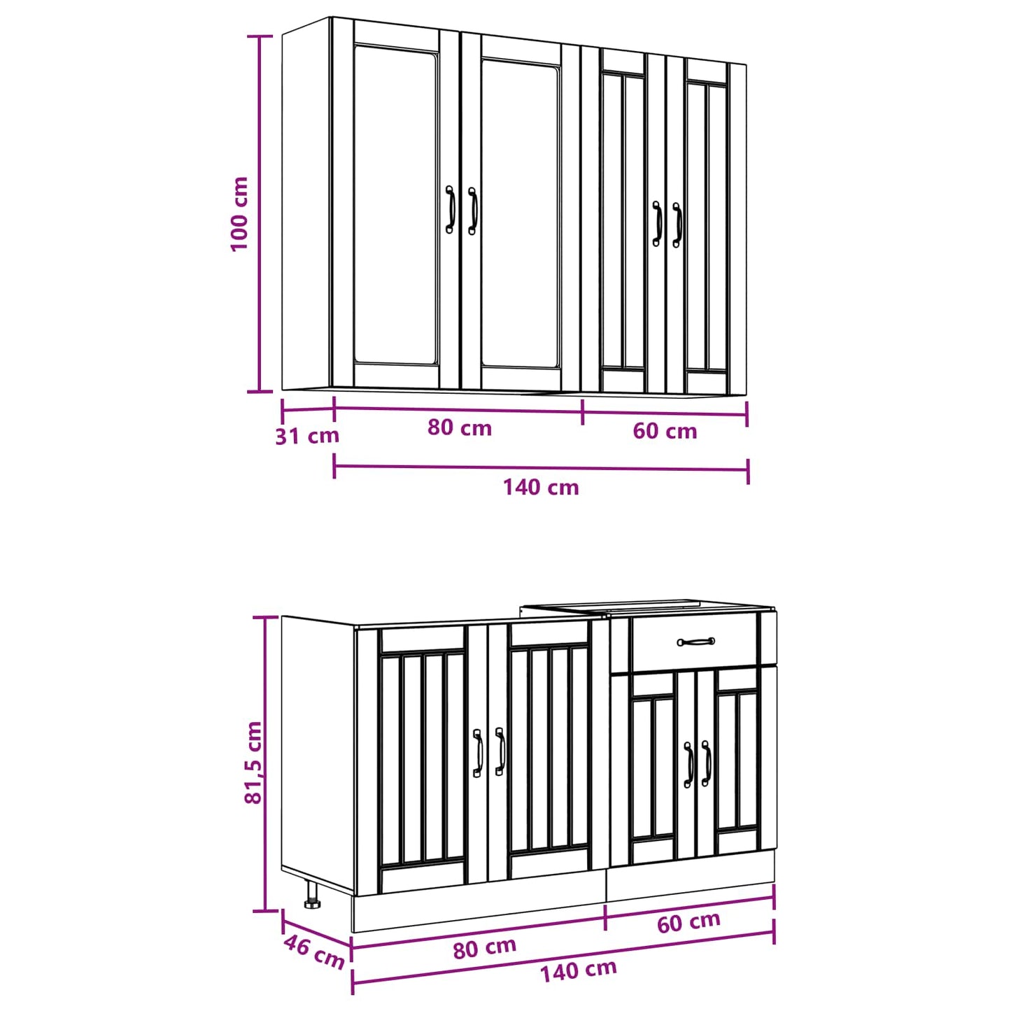 vidaXL Μονάδα κουζίνας LUCCA 4 pcs Γκρι Sonoma Επεξεργασμένο Ξύλο