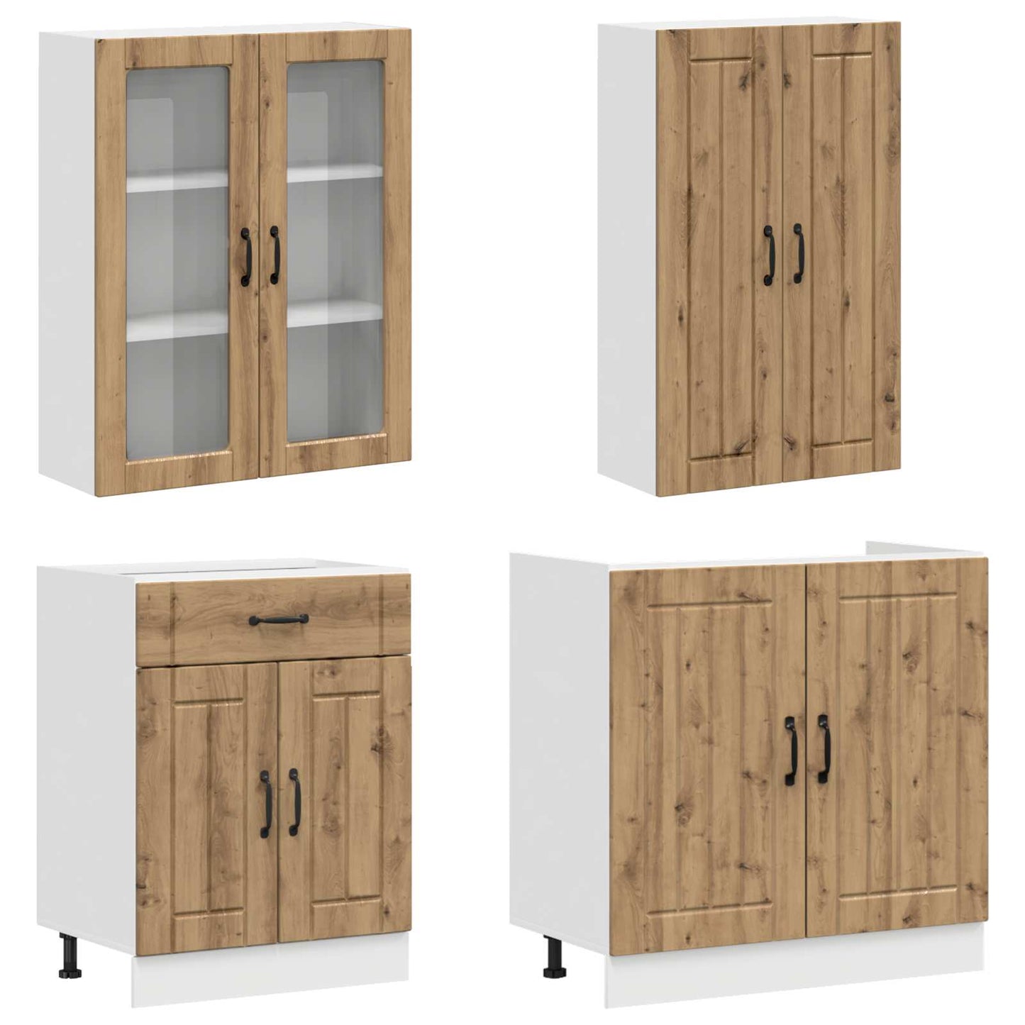 vidaXL Μονάδα κουζίνας LUCCA 4 pcs Artisan Δρυς Επεξεργασμένο Ξύλο