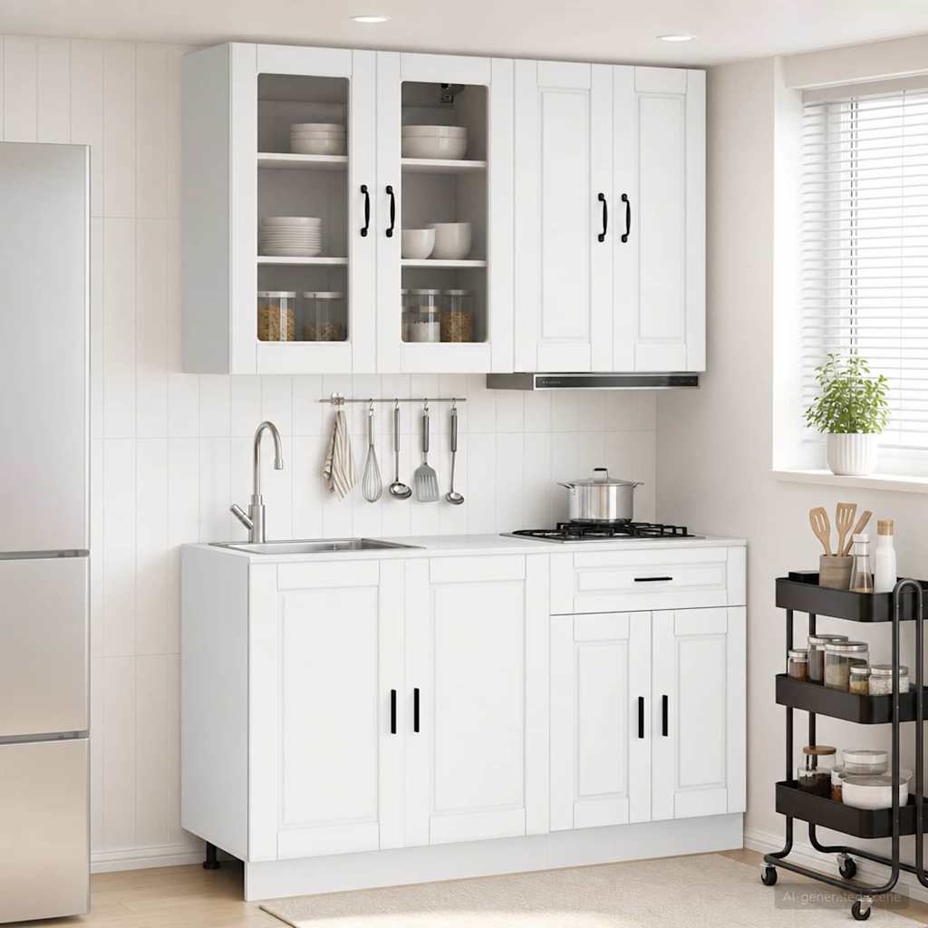 vidaXL Μονάδα κουζίνας PORTO 4 pcs Λευκό Επεξεργασμένο Ξύλο
