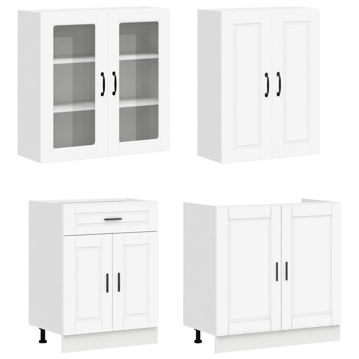 vidaXL Μονάδα κουζίνας PORTO 4 pcs Λευκό Επεξεργασμένο Ξύλο