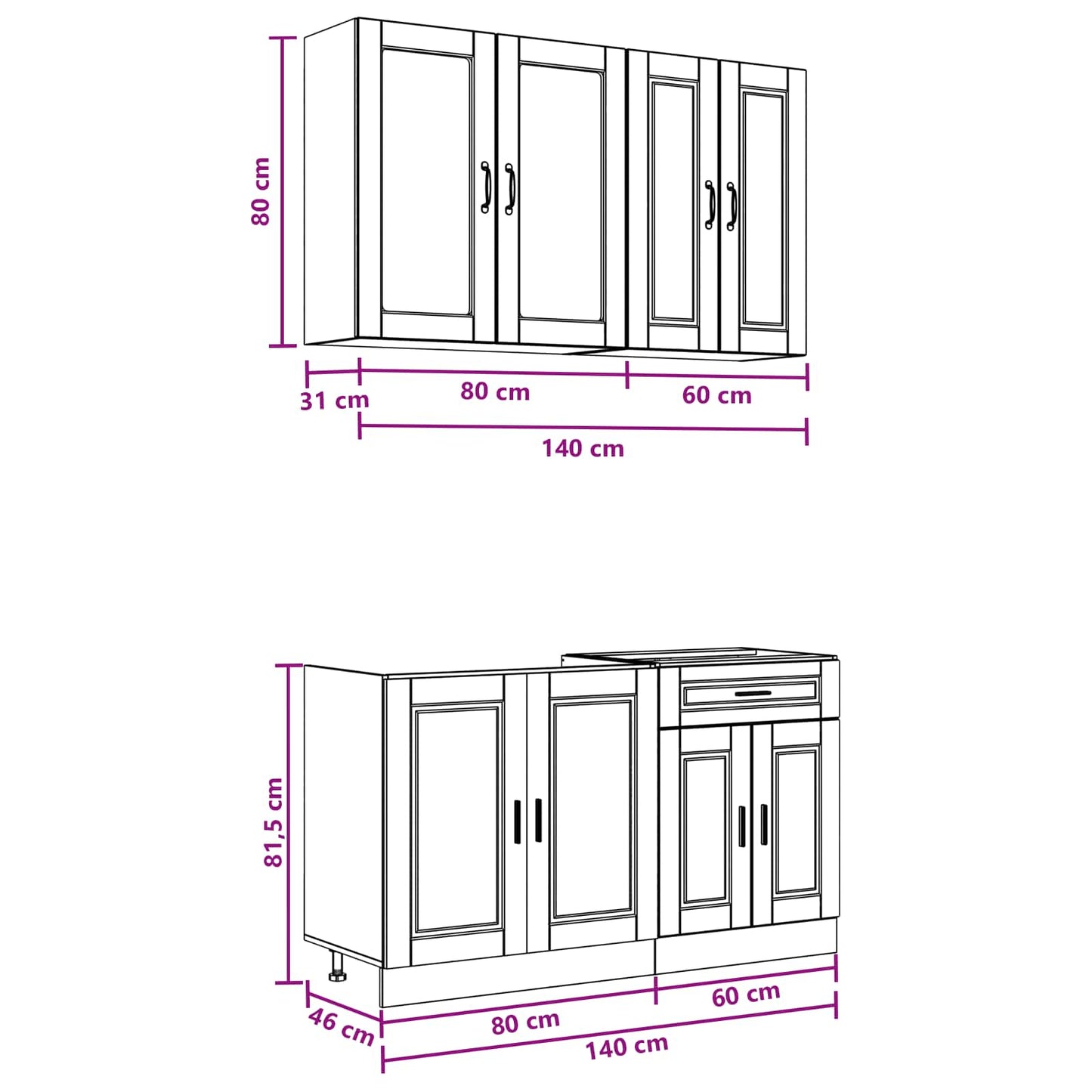vidaXL Μονάδα κουζίνας PORTO 4 pcs Λευκό Επεξεργασμένο Ξύλο