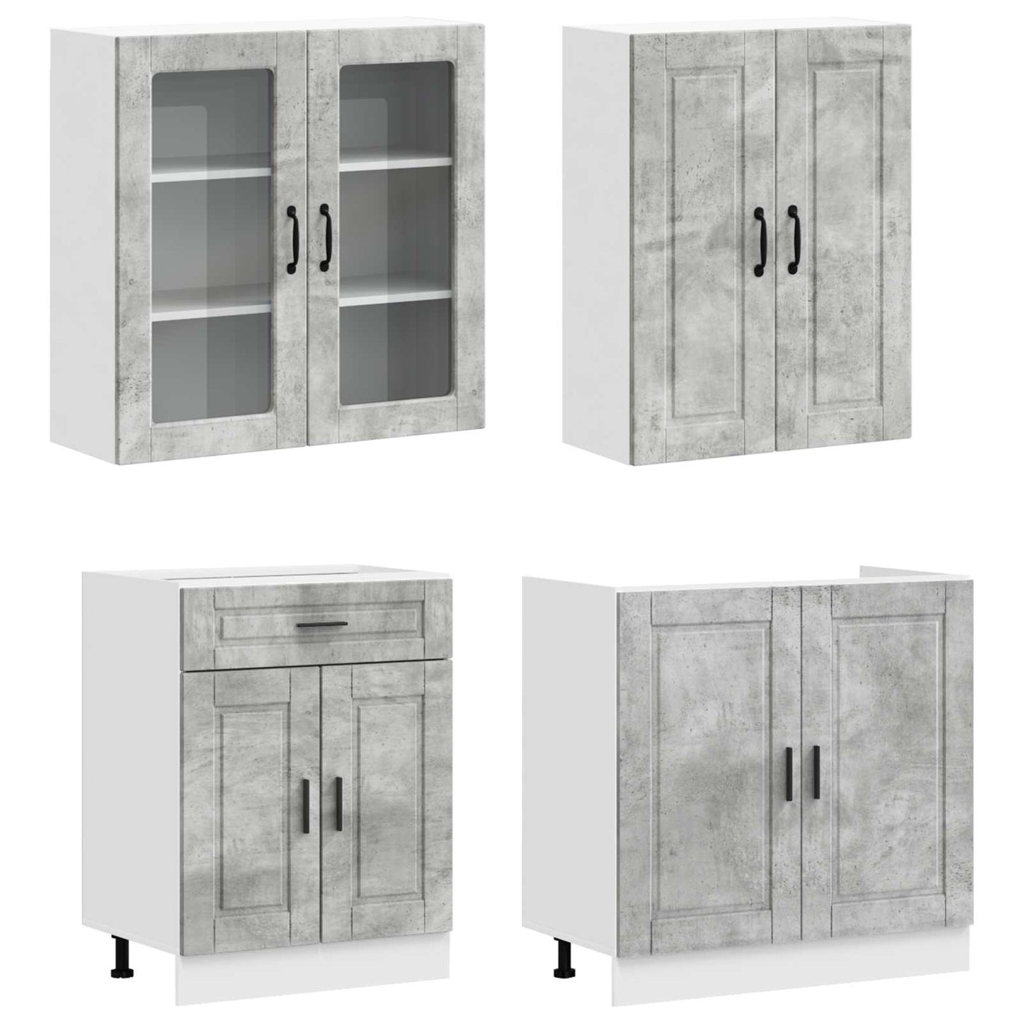 vidaXL Μονάδα κουζίνας PORTO 4 pcs Γκρι Σκυροδέματος