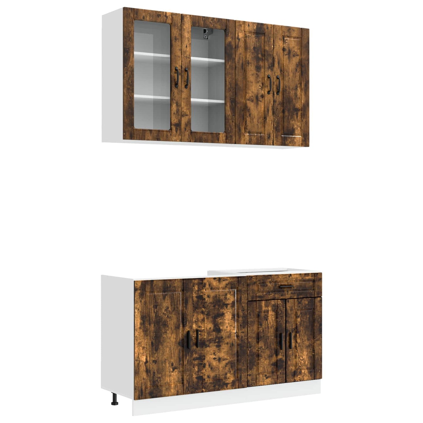 vidaXL Μονάδα κουζίνας PORTO 4 pcs Καπνισμένο Ξύλο Δρυός