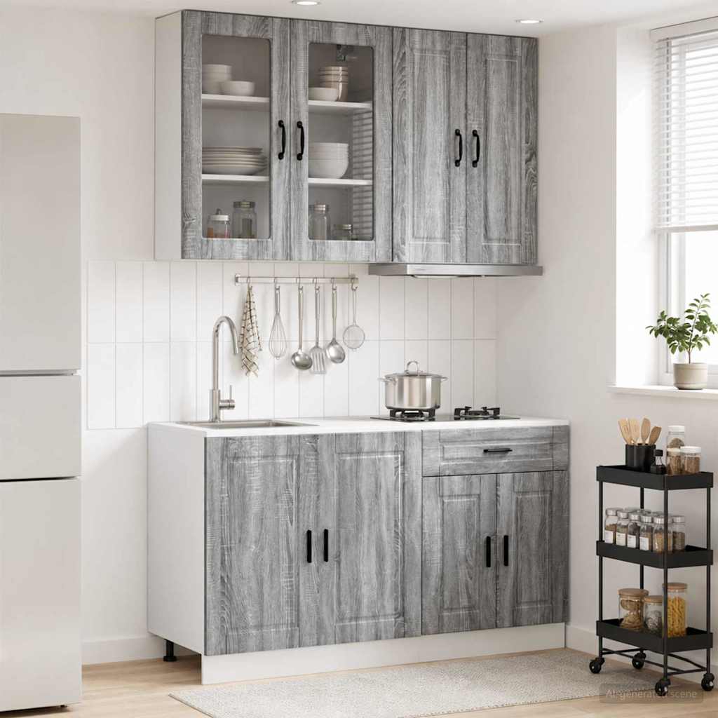 vidaXL Μονάδα κουζίνας PORTO 4 pcs Γκρι Sonoma Επεξεργασμένο Ξύλο