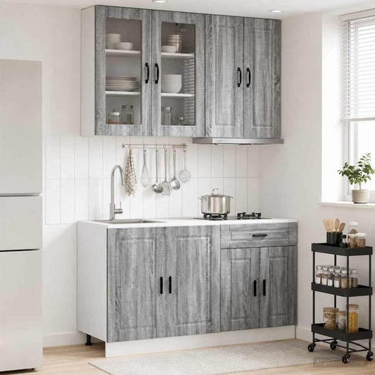 vidaXL Μονάδα κουζίνας PORTO 4 pcs Γκρι Sonoma Επεξεργασμένο Ξύλο