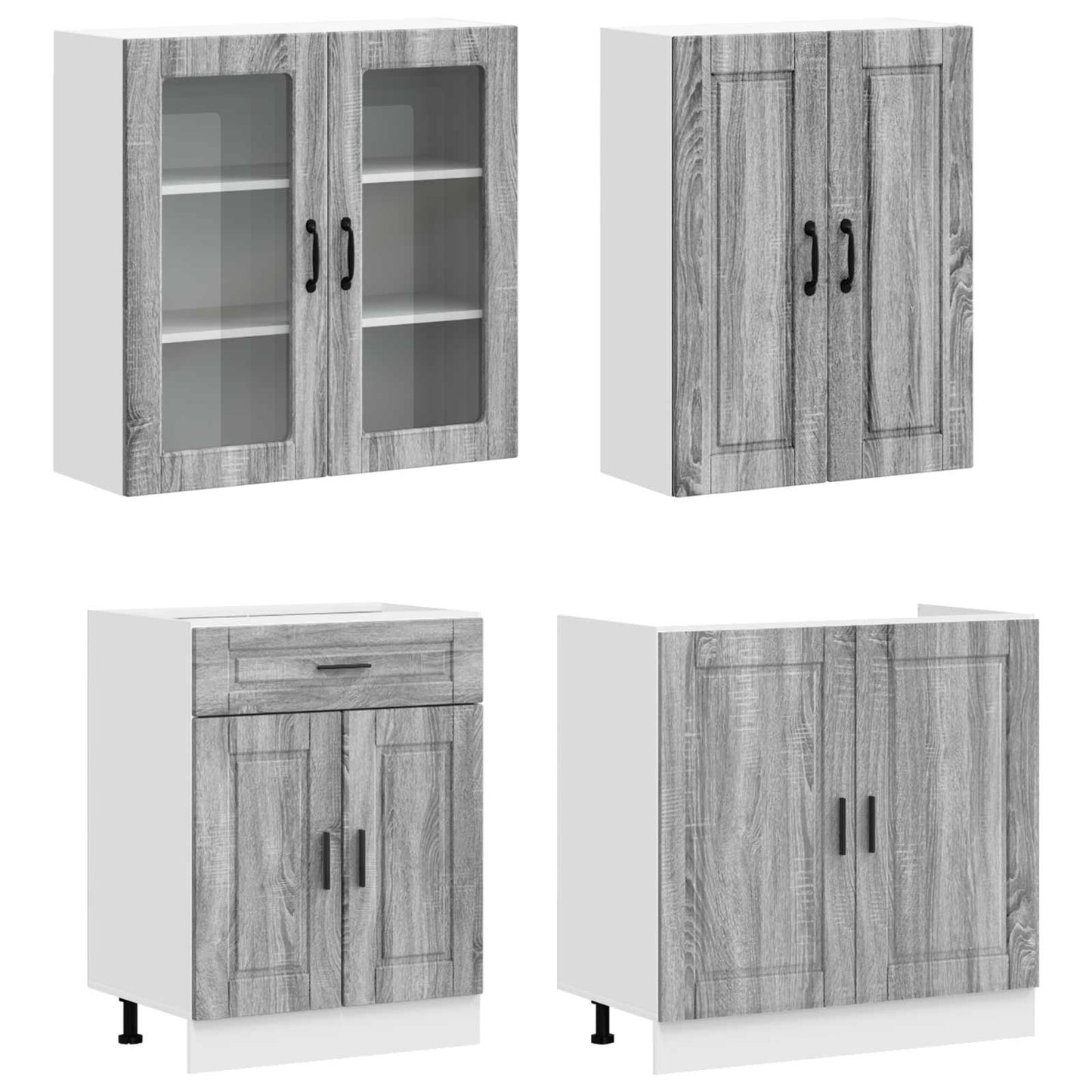 vidaXL Μονάδα κουζίνας PORTO 4 pcs Γκρι Sonoma Επεξεργασμένο Ξύλο