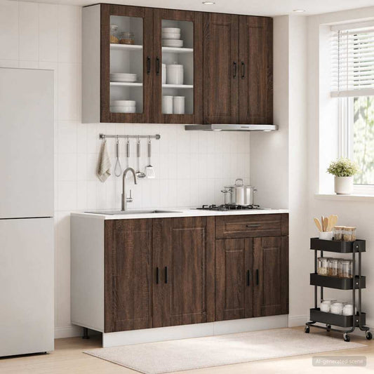 vidaXL Μονάδα κουζίνας PORTO 4 pcs Καφέ Ξύλο Δρυός Επεξεργασμένο Ξύλο