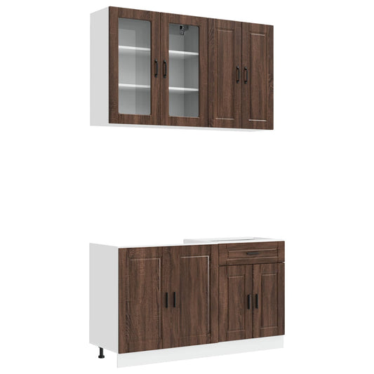 vidaXL Μονάδα κουζίνας PORTO 4 pcs Καφέ Ξύλο Δρυός Επεξεργασμένο Ξύλο