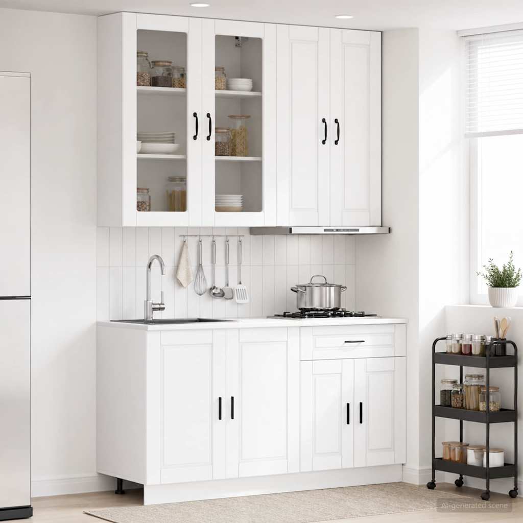 vidaXL Μονάδα κουζίνας PORTO 4 pcs Λευκό Επεξεργασμένο Ξύλο