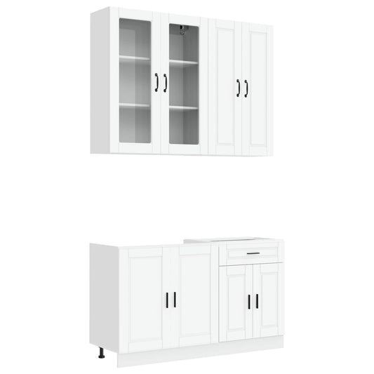 vidaXL Μονάδα κουζίνας PORTO 4 pcs Λευκό Επεξεργασμένο Ξύλο