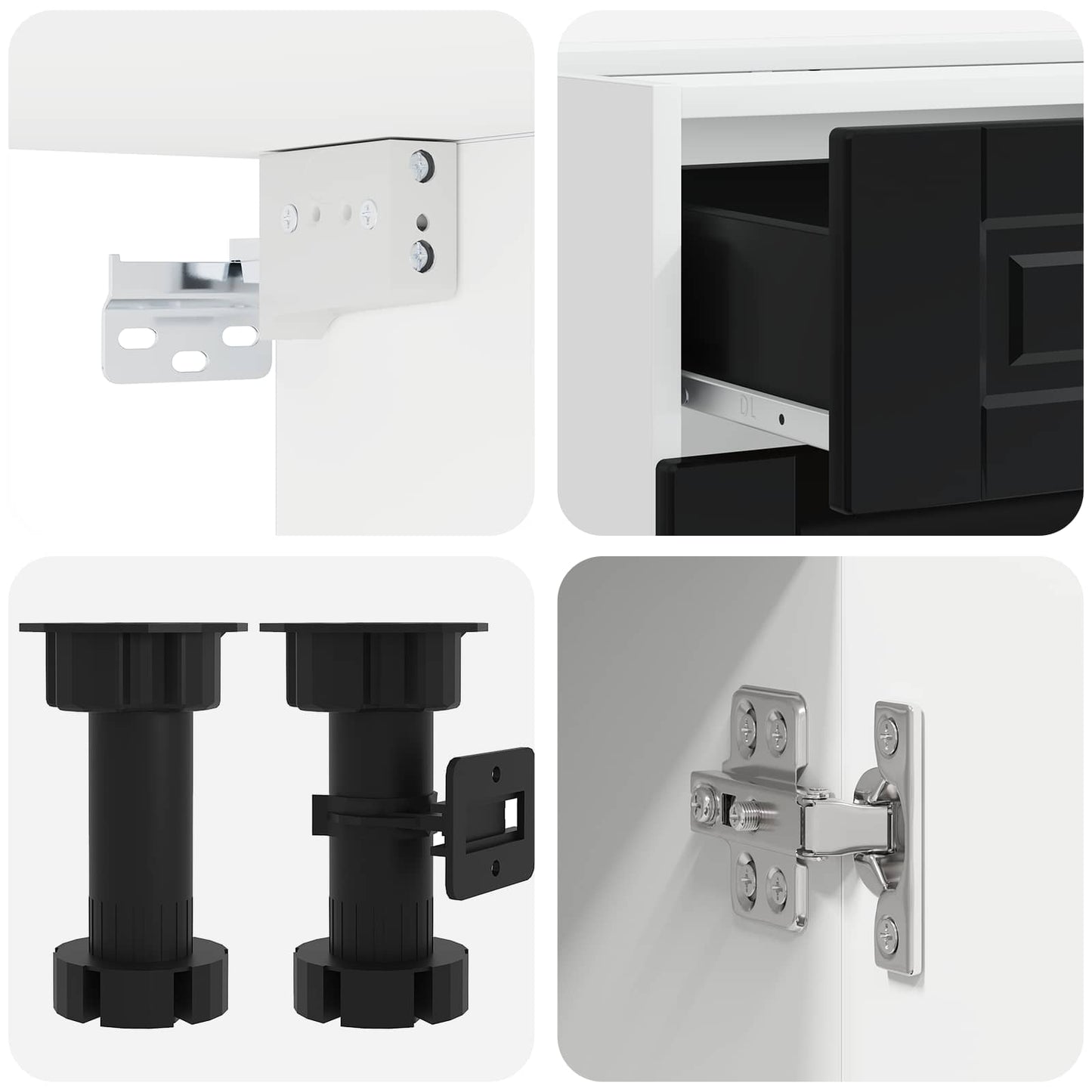 vidaXL Μονάδα κουζίνας PORTO 4 pcs Μαύρο Επεξεργασμένο Ξύλο