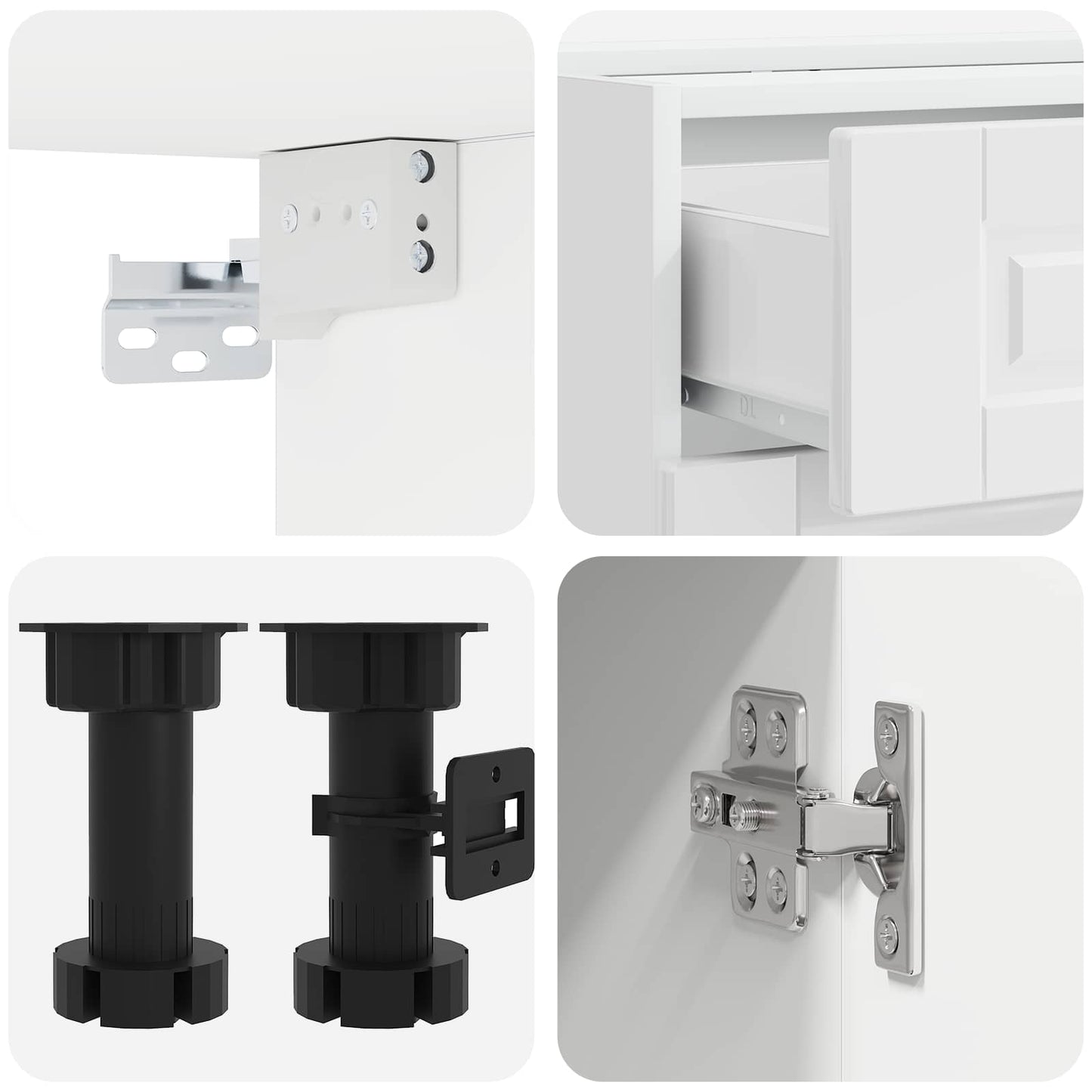 vidaXL Μονάδα κουζίνας PORTO 4 pcs Γυαλιστερό Λευκό Επεξεργασμένο Ξύλο