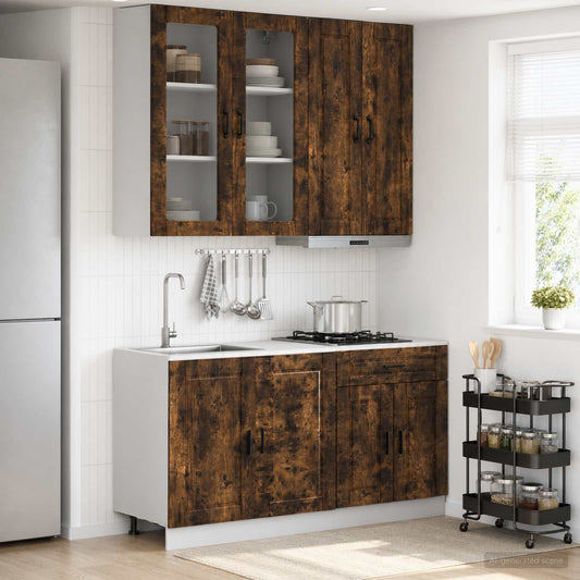 vidaXL Μονάδα κουζίνας PORTO 4 pcs Καπνισμένο Ξύλο Δρυός