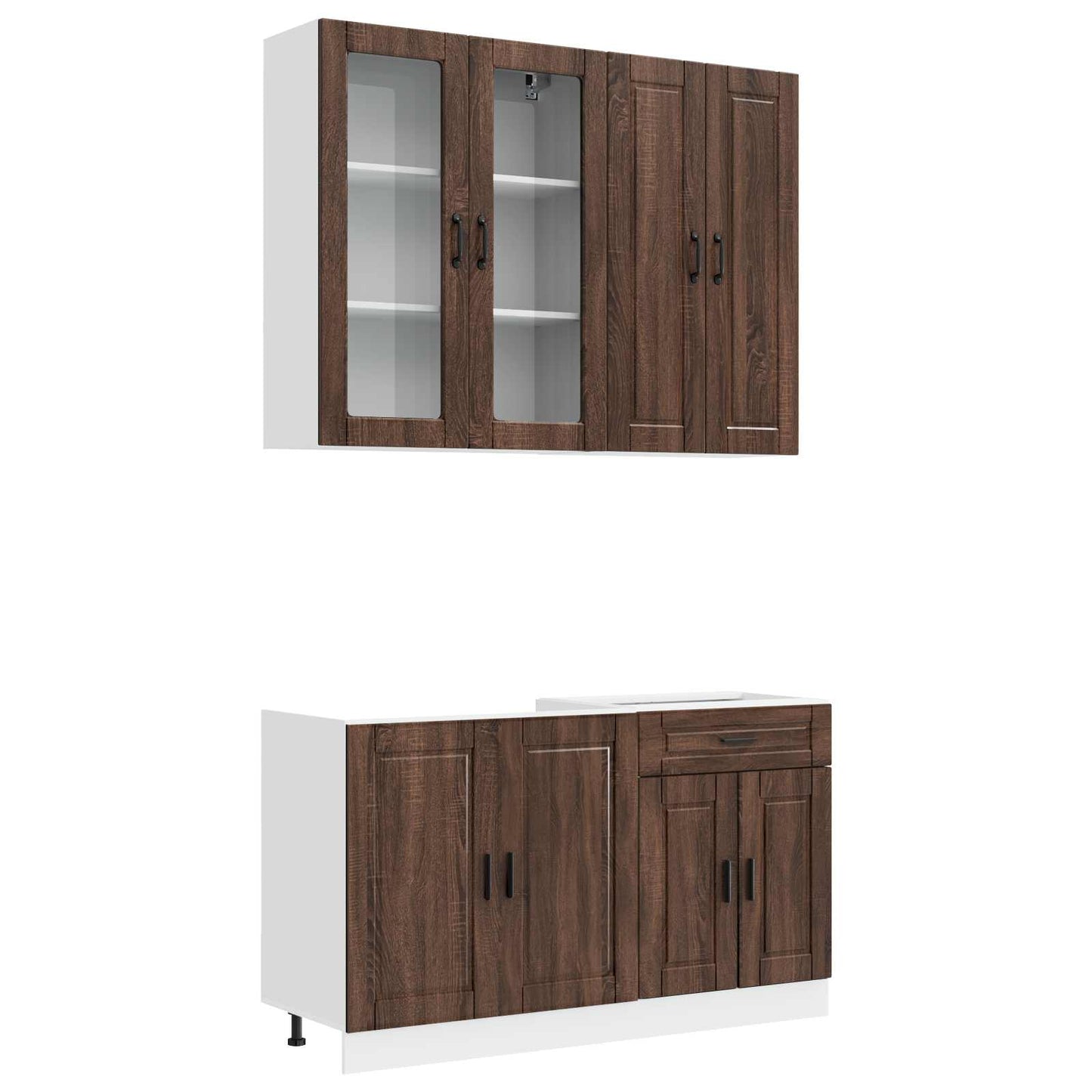 vidaXL Μονάδα κουζίνας PORTO 4 pcs Καφέ Ξύλο Δρυός Επεξεργασμένο Ξύλο