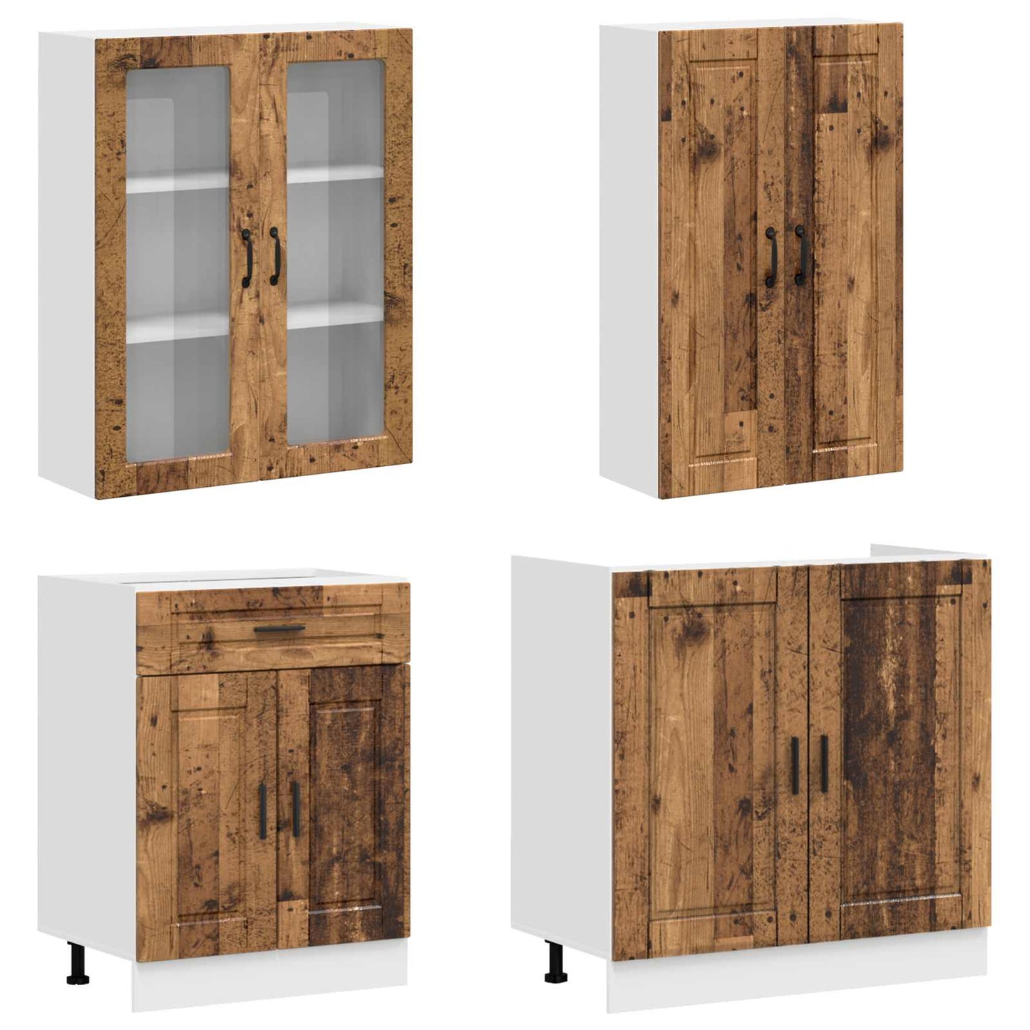 vidaXL Μονάδα κουζίνας PORTO 4 pcs Παλαιωμένο ξύλο Επεξεργασμένο Ξύλο